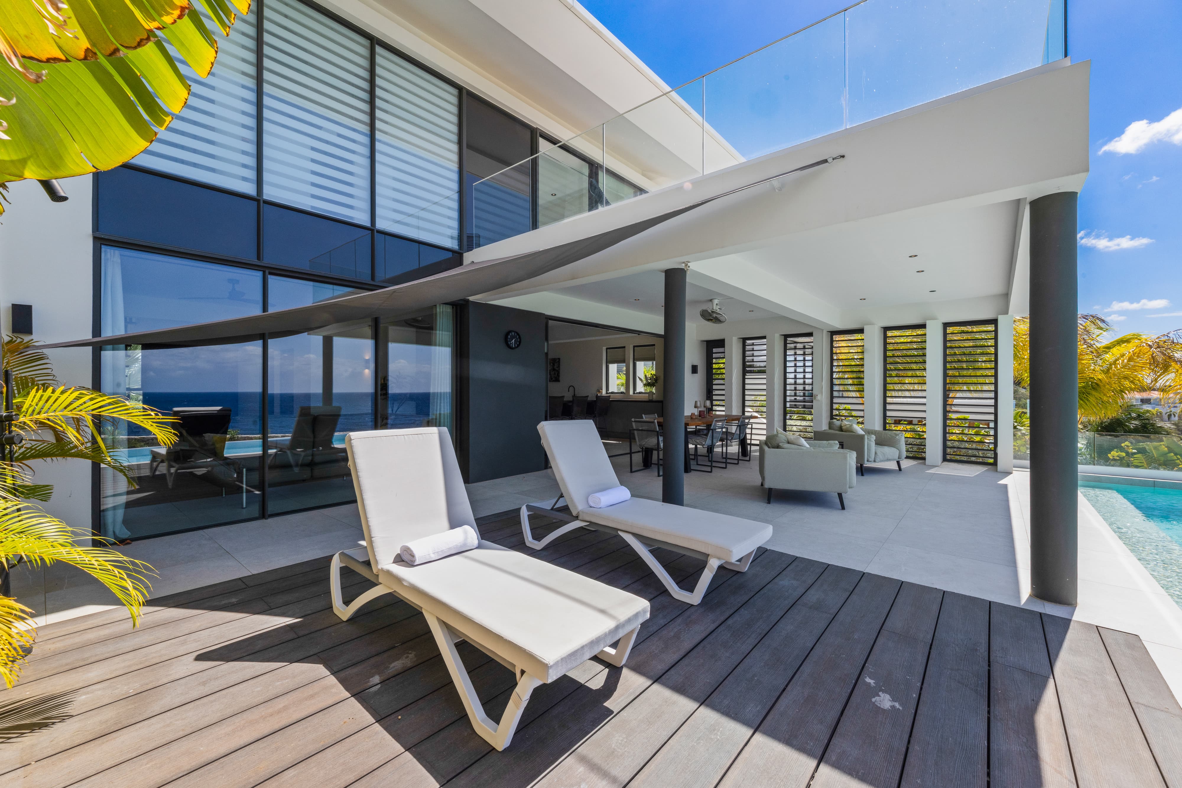 sun chairs on the deck